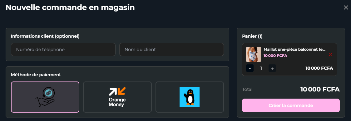 paiement en boutique