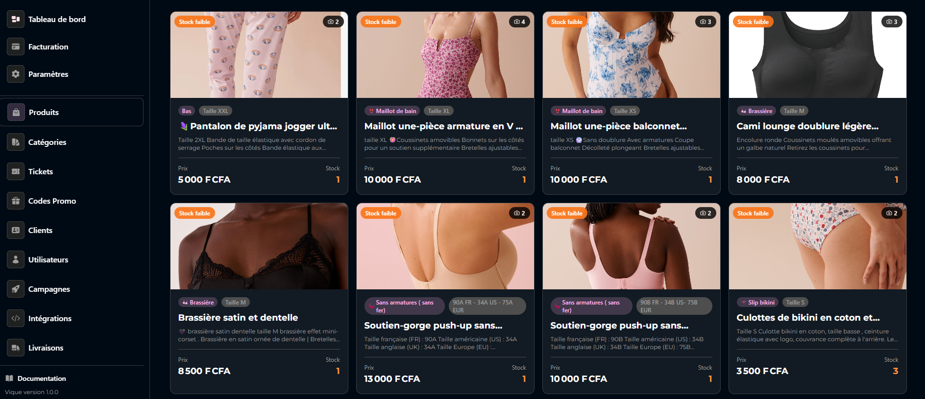 Créatrice qui gère ses produits